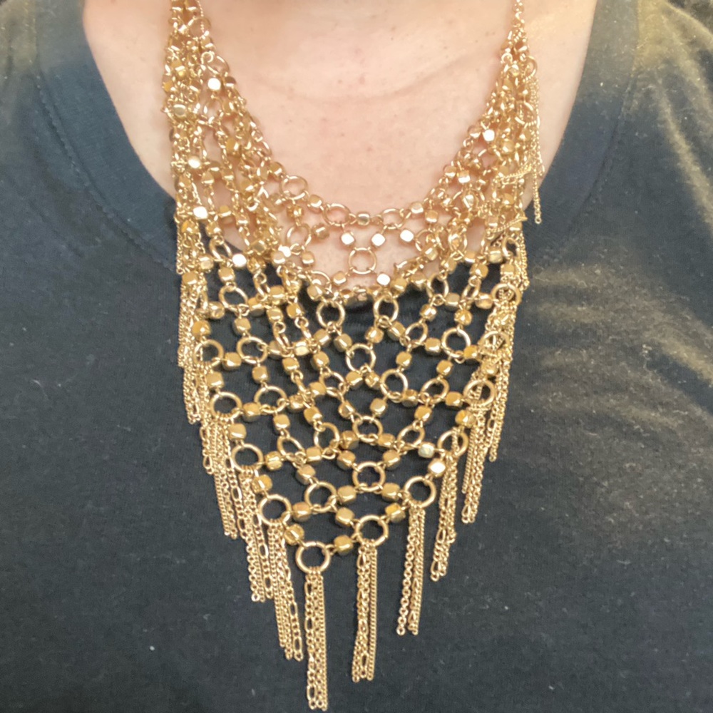 Gold bib necklace, Cleopatra necklace